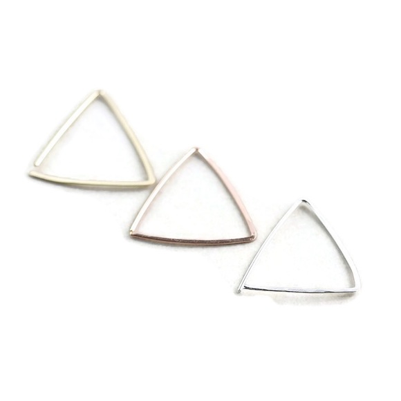 925/14K Triangle Hoop Earrings - Picture 4 of 8